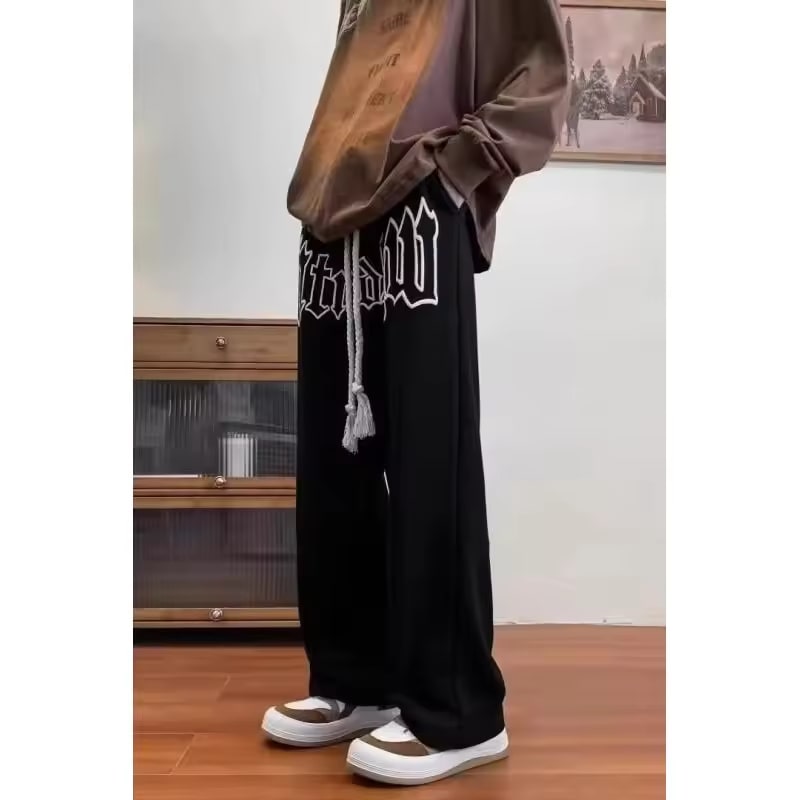 Europe and the United States street casual pants men's summer fashion brand loose straight handsome wide-leg pants