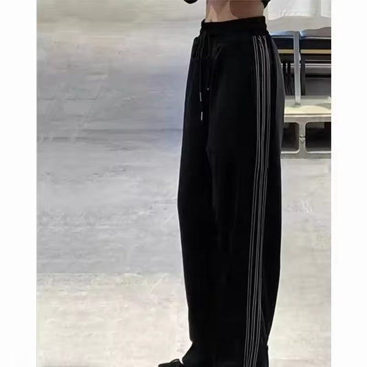 Spring and summer high street casual striped sports sweatpants sport all the fashion brand straight leg loose wide leg pants
